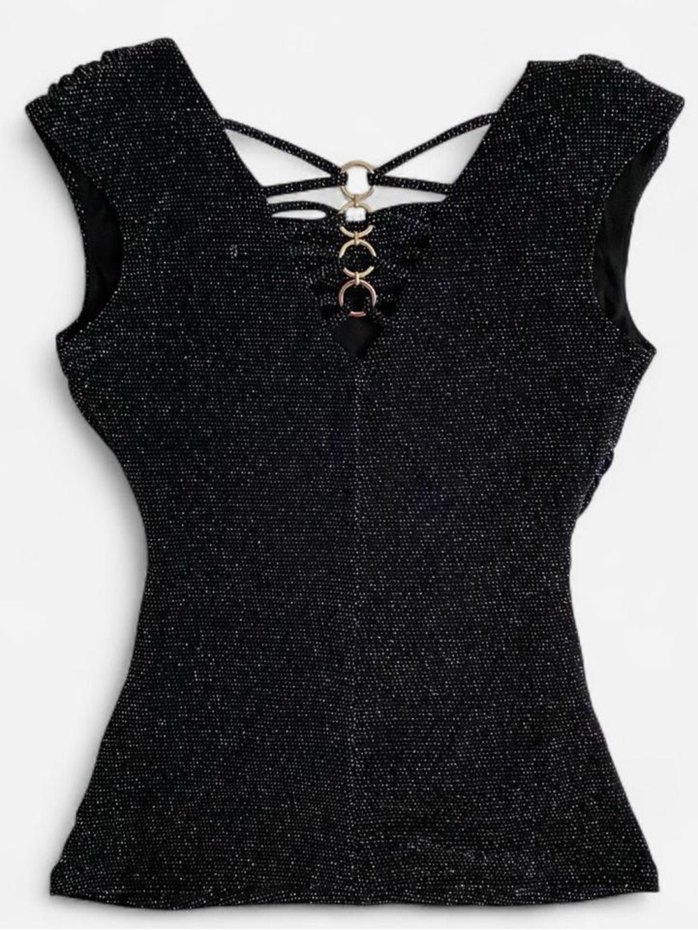 Y2K sparkly black cowl neck top - Picture 3 of 9